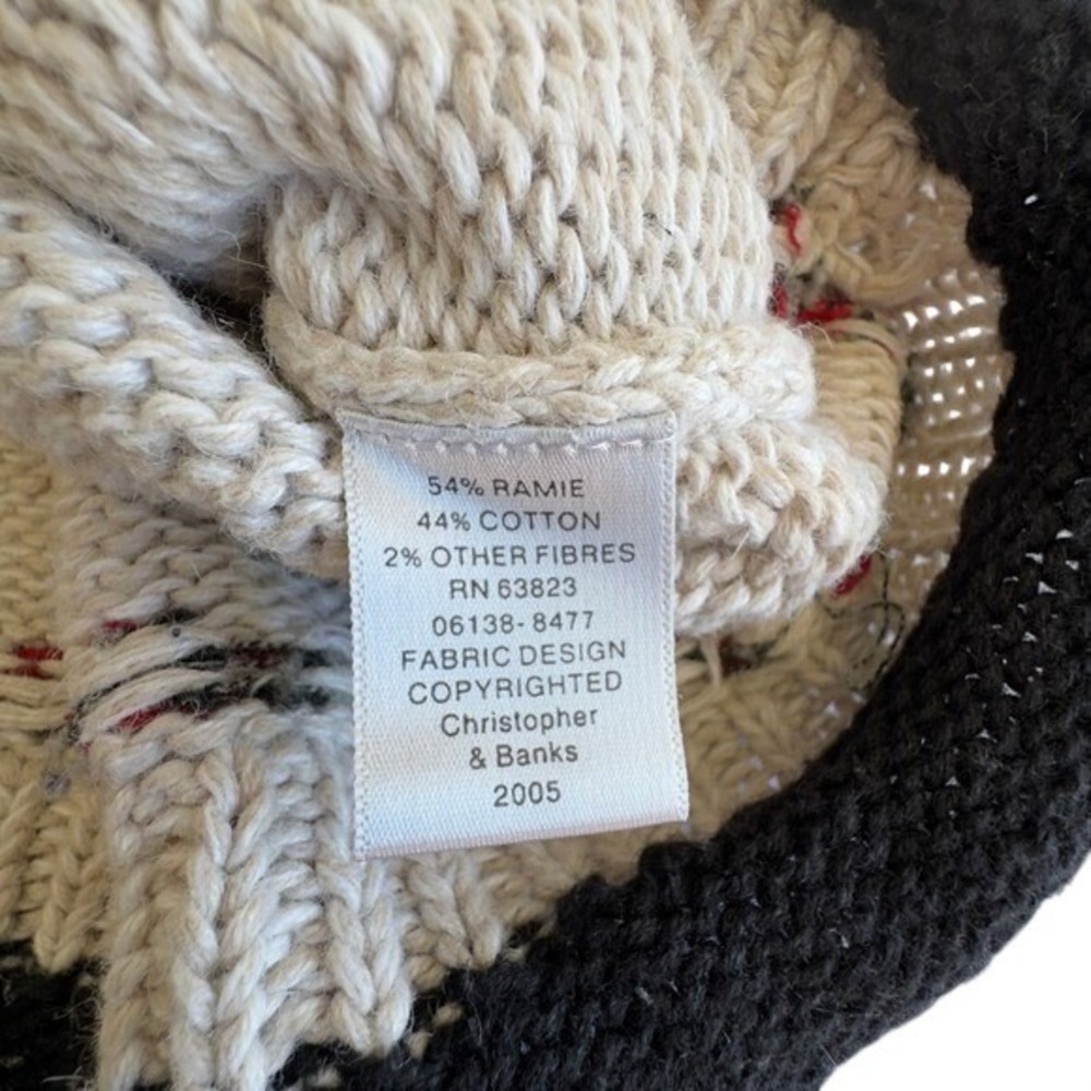 Christopher & Banks Cardinal Embroidered Sweater Tan Red Winter Holiday Medium - Picture 4 of 5